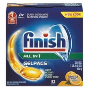 Finish All in 1 Gelpacs, 32ct, Orange, Dishwasher Detergent Tablets