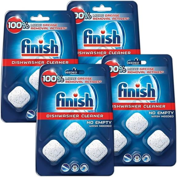 Finish In-Wash Dishwasher Cleaner: Clean Hidden Grease and Grime, 3 Count, Pack of 4