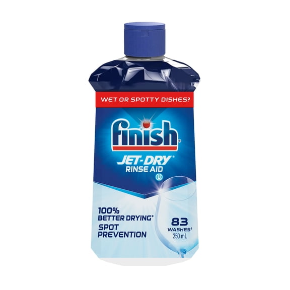 Finish Jet Dry Dishwasher Rinse Aid for Shinier and Dryer Dishes, Spot Prevention, 250 mL (Packaging May Vary)