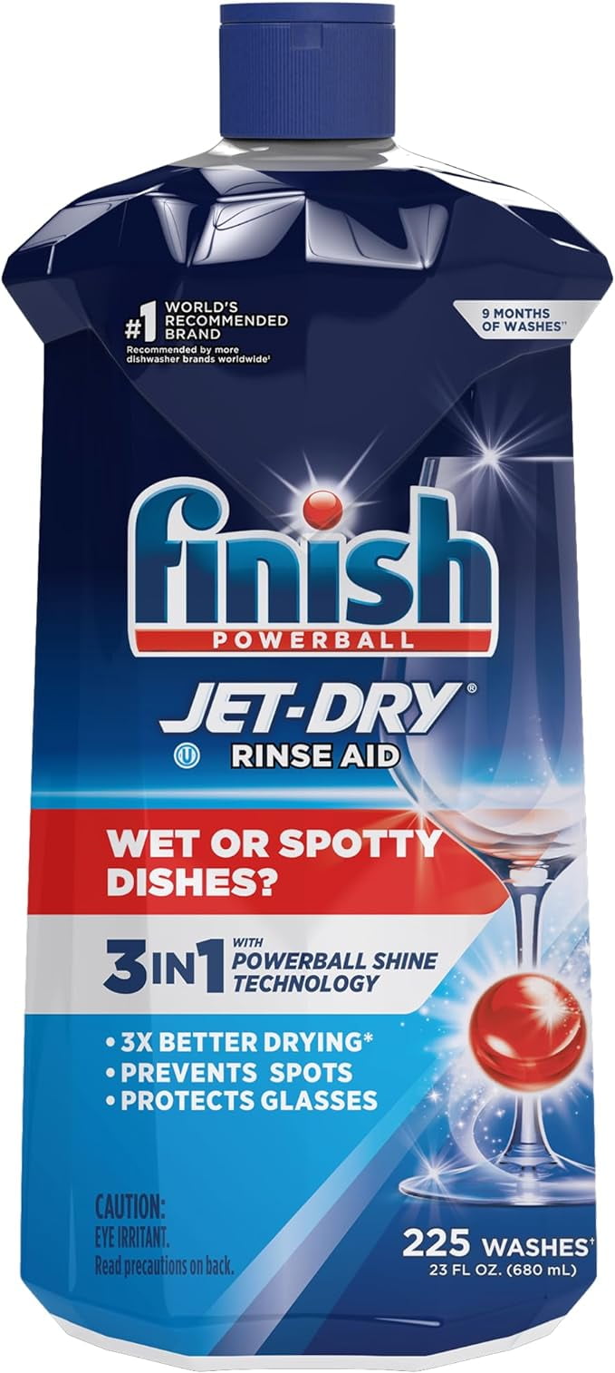 Finish Jet-Dry Liquid Rinse Aid, Dishwasher Rinse and Drying Agent, 23 fl oz, Packaging may vary