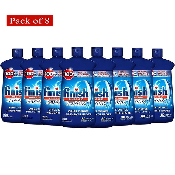 Finish Jet-Dry Rinse Aid, Dishwasher Rinse Agent & Drying Agent 8.45 oz (Pack of 8)