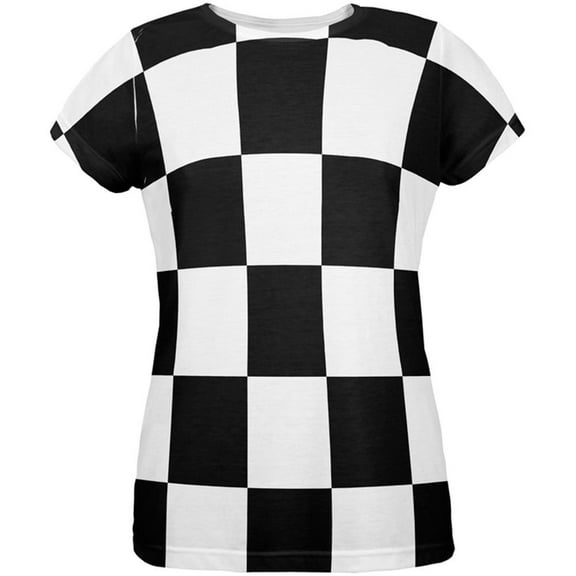 Finish Line Checkered Flag All Over Womens T-Shirt - Small