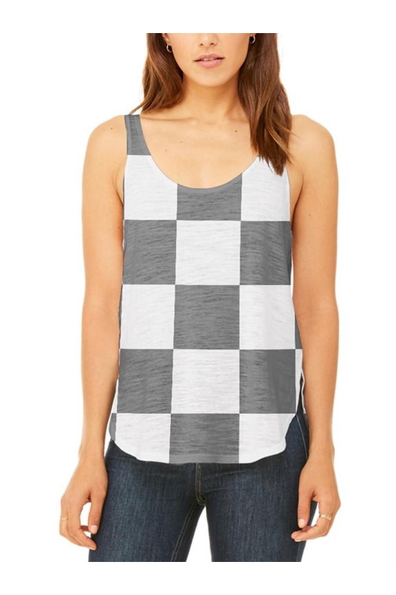 Finish Line Checkered Flag Juniors Flowy Side Slit Tank Top Multi SM