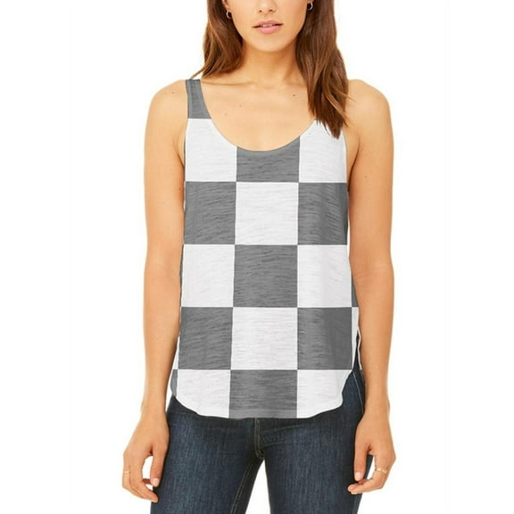 Finish Line Checkered Flag Juniors Flowy Side Slit Tank Top Multi X-LG
