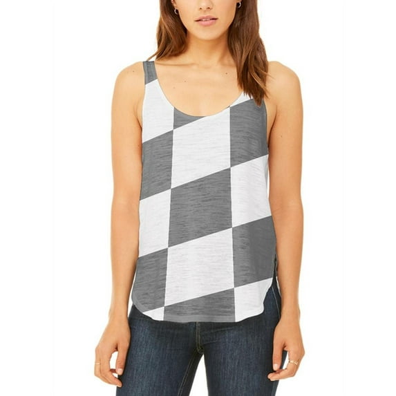 Finish Line Checkered Flag Wave Juniors Flowy Side Slit Tank Top Multi MD