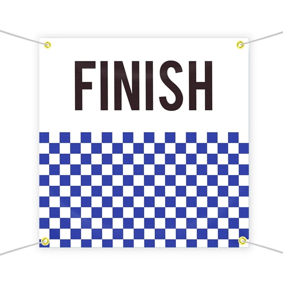 Finish Line Large Banners and Signs for Outdoor by DreamController-Polyester Banner with 4 Holes for Easy Hang Indoor & Outdoor| 4x4 Feet UV & Water Resistant HD Banner| Made in USA
