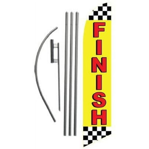 Finish Line Marker Advertising Feather Banner Swooper Flag Sign with Flag Pole Kit and Ground Stake