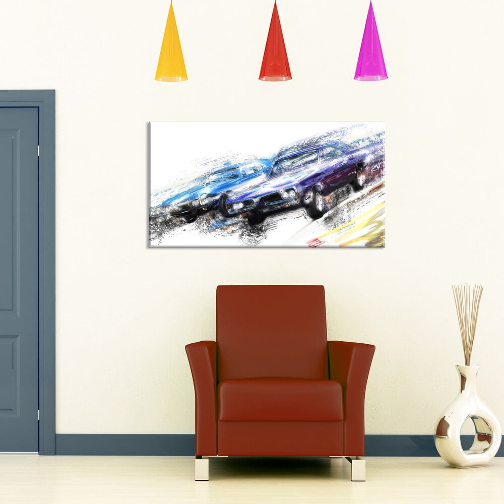 Finish Line, Muscle Car Race, 32" x 16"