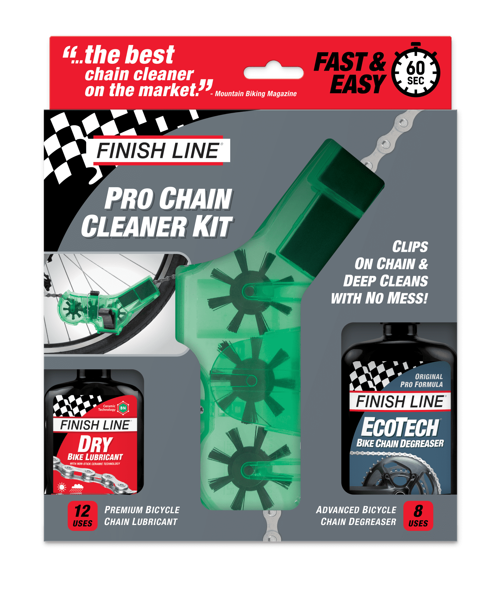 Finish Line Bicycle Chain Cleaner Kit with Lube and Degreaser
