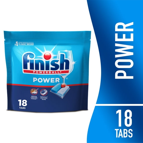 Finish Power Dishwasher Pods, No Pre-Rinse Dishwasher Detergent Tabs Soap, Deep Clean, 18 Count
