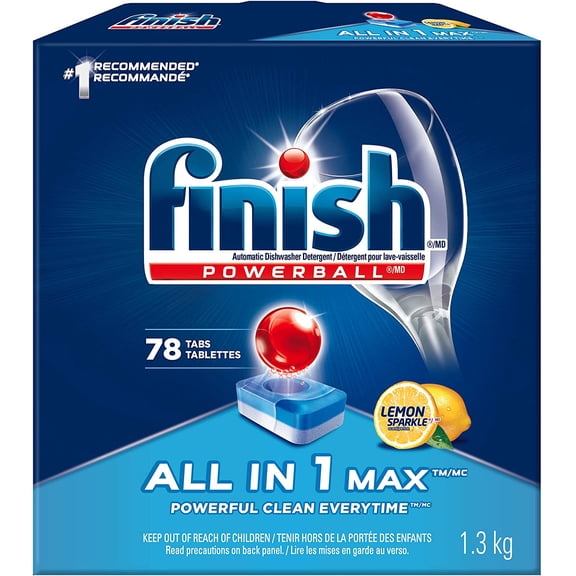 Finish Power Ball All In 1 Max Dishwasher Detergent Pods, Lemon Sparkle, 78 Tabs