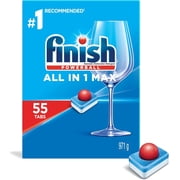 Finish Powerball All In 1 Max Dishwasher Detergent Pods, For Everyday Clean and Shine, 55 Tabs