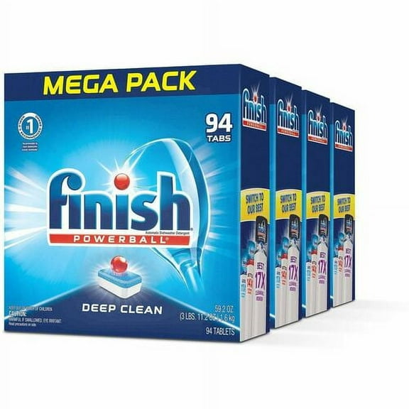 Finish Powerball Dishwasher Tabs - Tablet - Fresh Scent - 94 / Box - 4 / Carton - Multi | Bundle of 2 Cartons