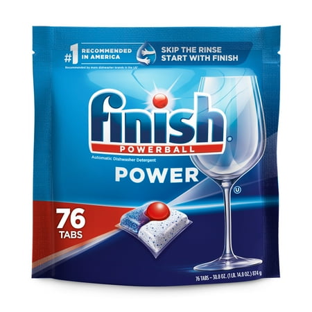 Finish Powerball Power Easy to Use Wrapper Free Pre-Measured Dish Tabs, Fresh, 38.8 oz Plastic Bag