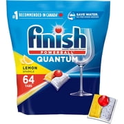 Finish Powerball Quantum Dishwasher Detergent Pods, For Deep clean & sparkling shine, Lemon Sparkle, 64 Tabs