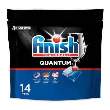 Finish Quantum Dishwasher Pods, No Pre-Rinse Dishwasher Detergent Tabs Soap, Advanced Clean, 14 Count