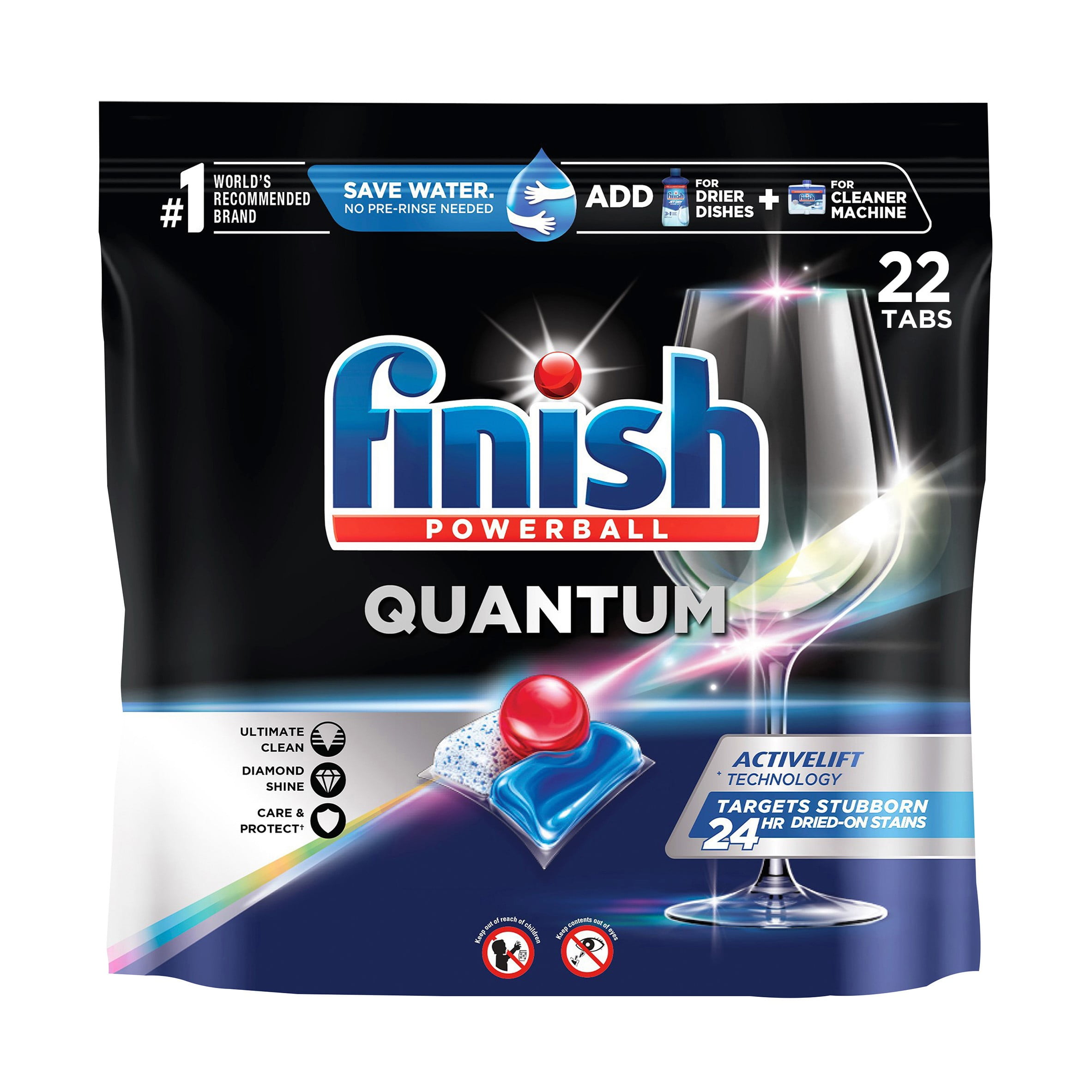 Finish Powerball Automatic Dishwasher Detergent, Quantum, With Activblu Technology, Tabs - 22 tabs, 9.7 oz