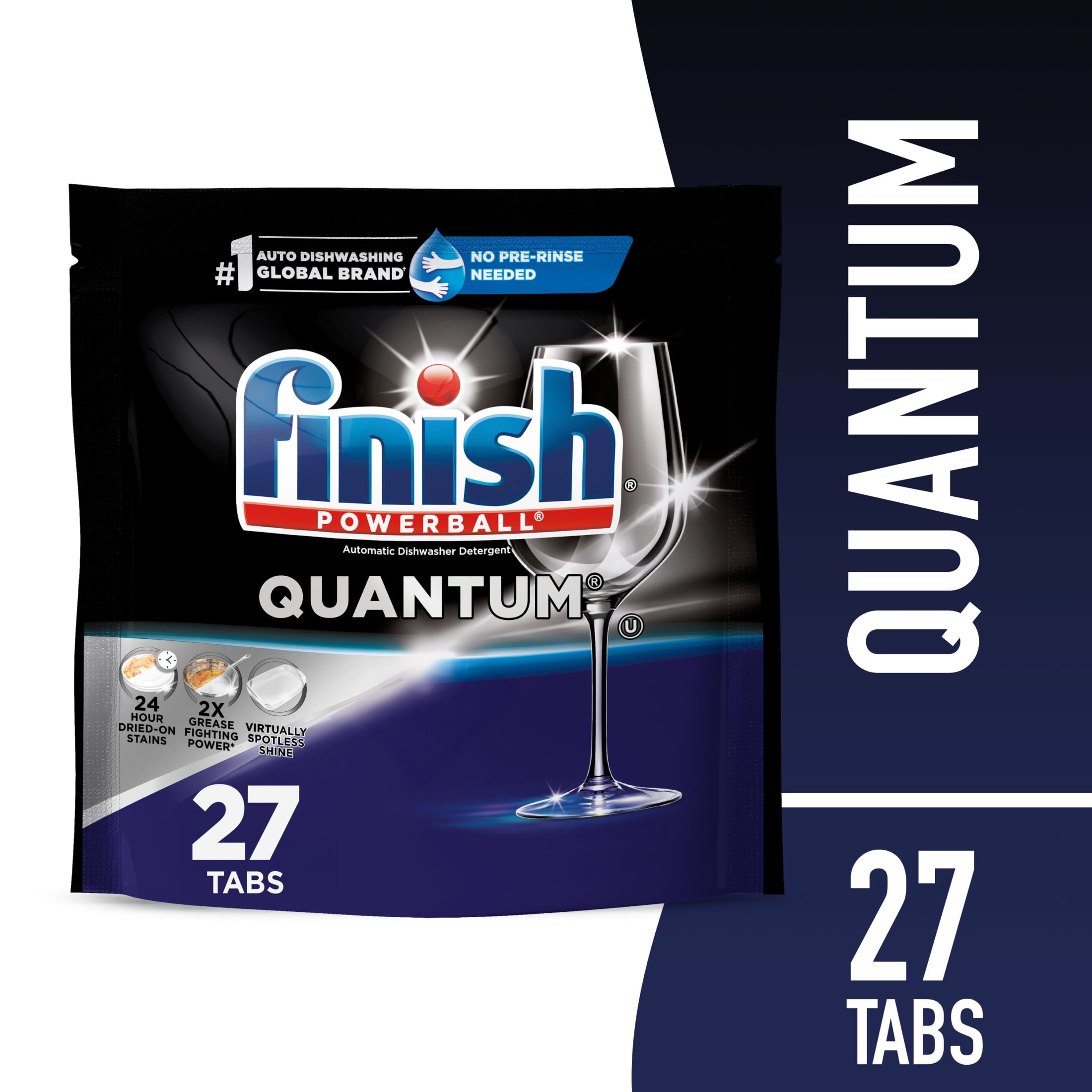Finish Quantum Dishwasher Pods, No Pre-Rinse Dishwasher Detergent Tabs Soap, Advanced Clean, 27 Count