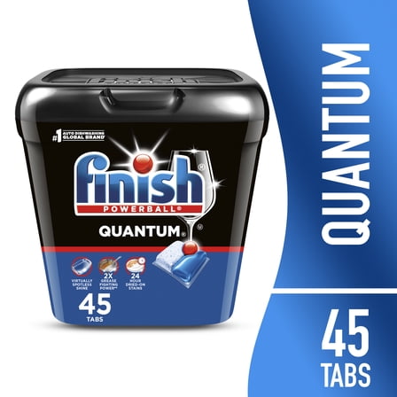 Finish Quantum Dishwasher Pods, No Pre-Rinse Dishwasher Detergent Tabs Soap, Advanced Clean, 45 Count