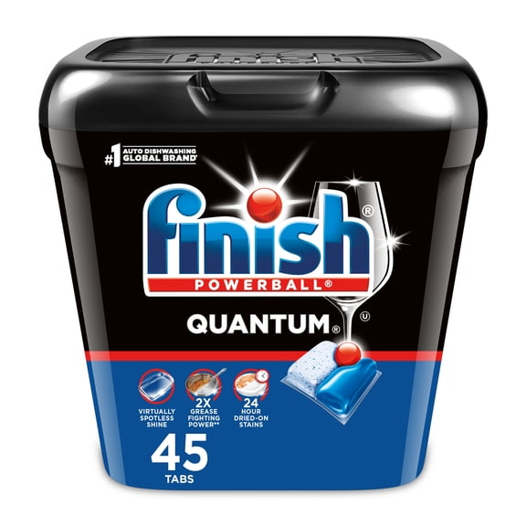 Finish Quantum Dishwasher Pods, No Pre-Rinse Dishwasher Detergent Tabs Soap, Advanced Clean, 45 Count