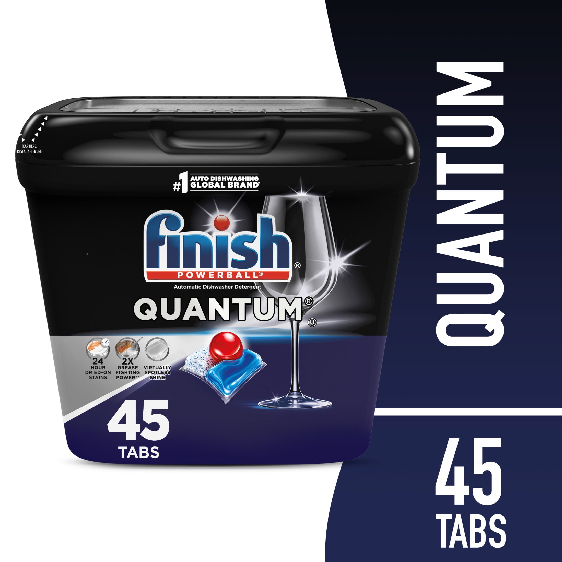 Finish Quantum Dishwasher Pods, No Pre-Rinse Dishwasher Detergent Tabs Soap, Advanced Clean, 45 Count