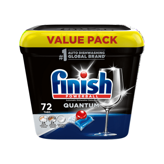 (3 pack) Finish Quantum Dishwasher Pods, No Pre-Rinse Dishwasher Detergent Tabs Soap, Advanced Clean, 72 Count
