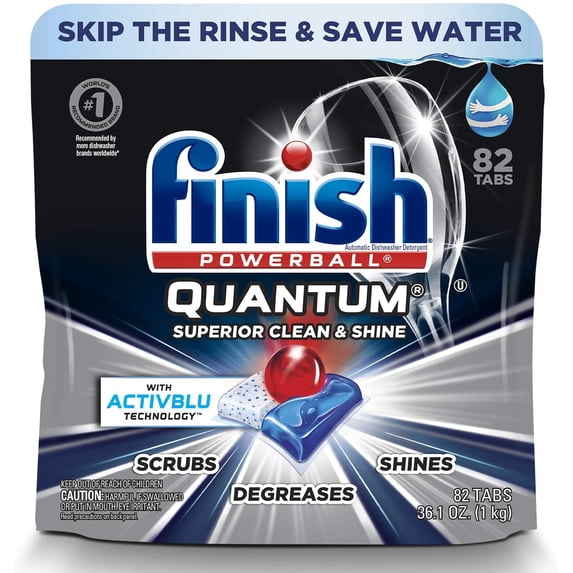 Finish - Quantum - 82ct - Dishwasher Detergent - Powerball - Ultimate Clean & Shine - Dishwashing Tablets - Dish Tabs
