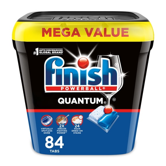 Finish Quantum Dishwasher Pods, No Pre-Rinse Dishwasher Detergent Soap Soap, Advanced Clean, 84 Count