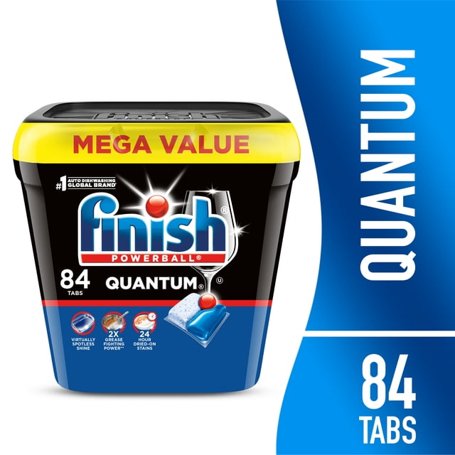 Finish Quantum Dishwasher Pods, No Pre-Rinse Dishwasher Detergent Soap Soap, Advanced Clean, 84 Count