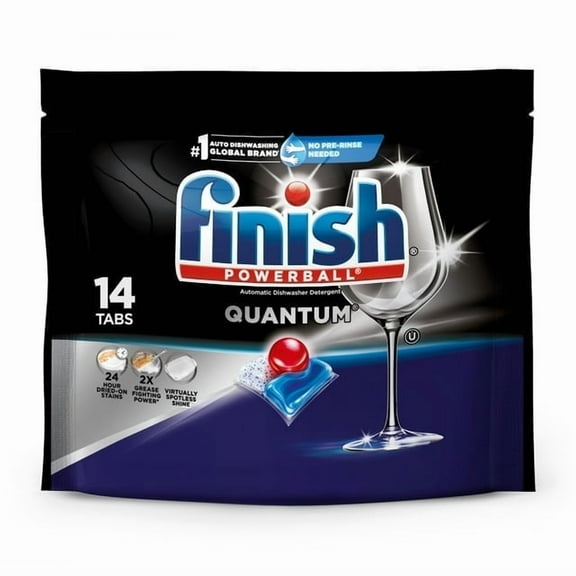Finish Quantum Dishwasher Detergent, Advanced Clean & Shine Dishwashing Tablets, 14 Count (4 Pack)