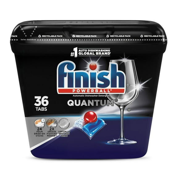 Finish Quantum Dishwasher Detergent, Advanced Clean & Shine Dishwashing Tablets, 36 Count (3 pack)