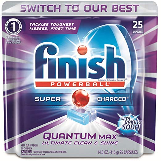 Finish Quantum Dishwasher Detergent with Baking Soda, 25 Count