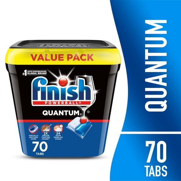 Finish Quantum Dishwasher Pods, No Pre-Rinse Dishwasher Detergent Soap, Advanced Clean, 70 Count
