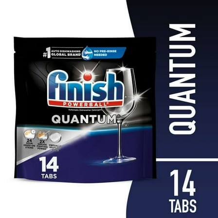 Finish Quantum Dishwasher Pods, No Pre-Rinse Dishwasher Detergent Tabs Soap, Advanced Clean, 14 Count (2 Pack)