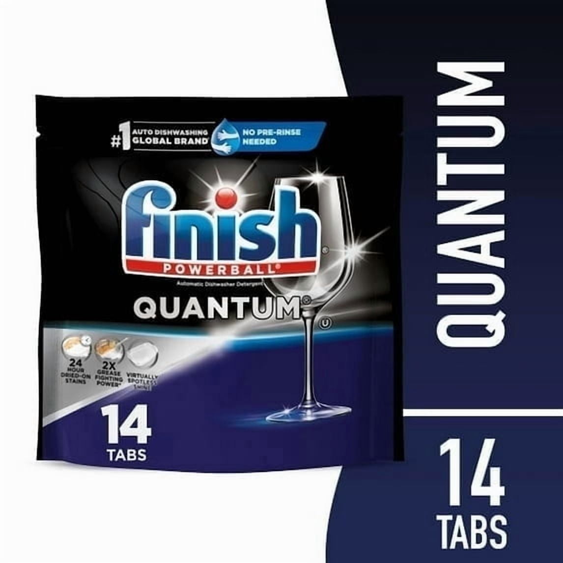 Finish Quantum Dishwasher Pods, No Pre-Rinse Dishwasher Detergent Tabs Soap, Advanced Clean, 14 Count (4 Pack)