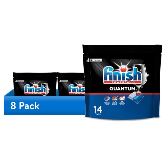 (8 pack) Finish Quantum Dishwasher Pods, No Pre-Rinse Dishwasher Detergent Tabs Soap, Advanced Clean, 14 Count