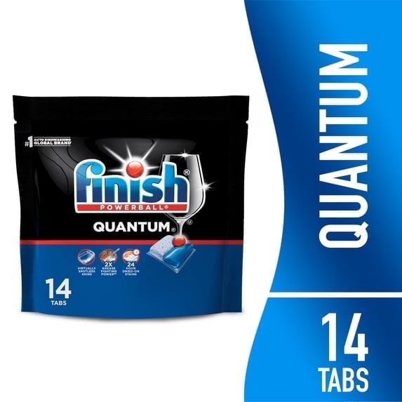 Finish Quantum Dishwasher Pods, No Pre-Rinse Dishwasher Detergent Tabs Soap, Advanced Clean, 14 Count