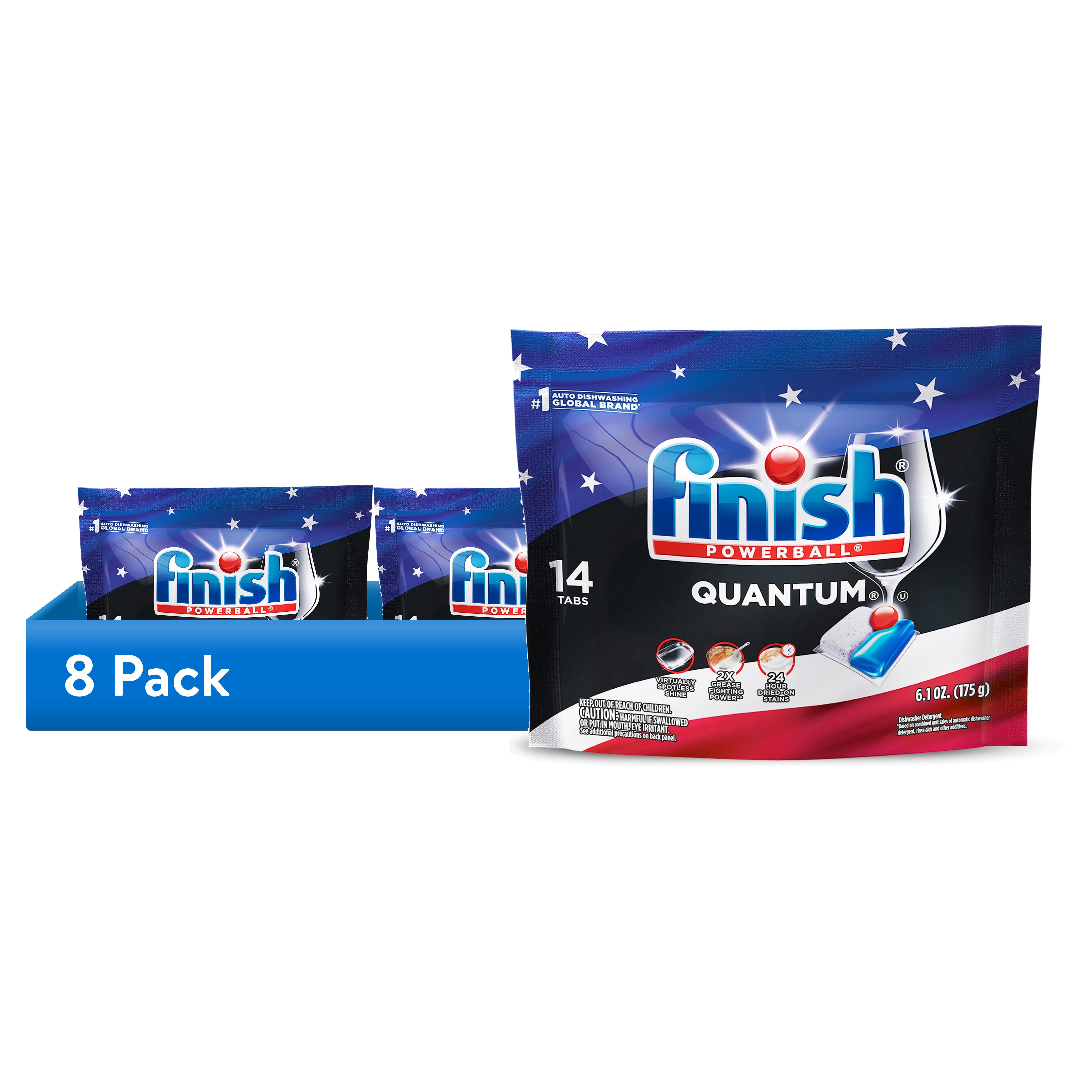 (8 pack) Finish Quantum Dishwasher Pods, No Pre-Rinse Dishwasher Detergent Tabs Soap, Advanced Clean, 14 Count
