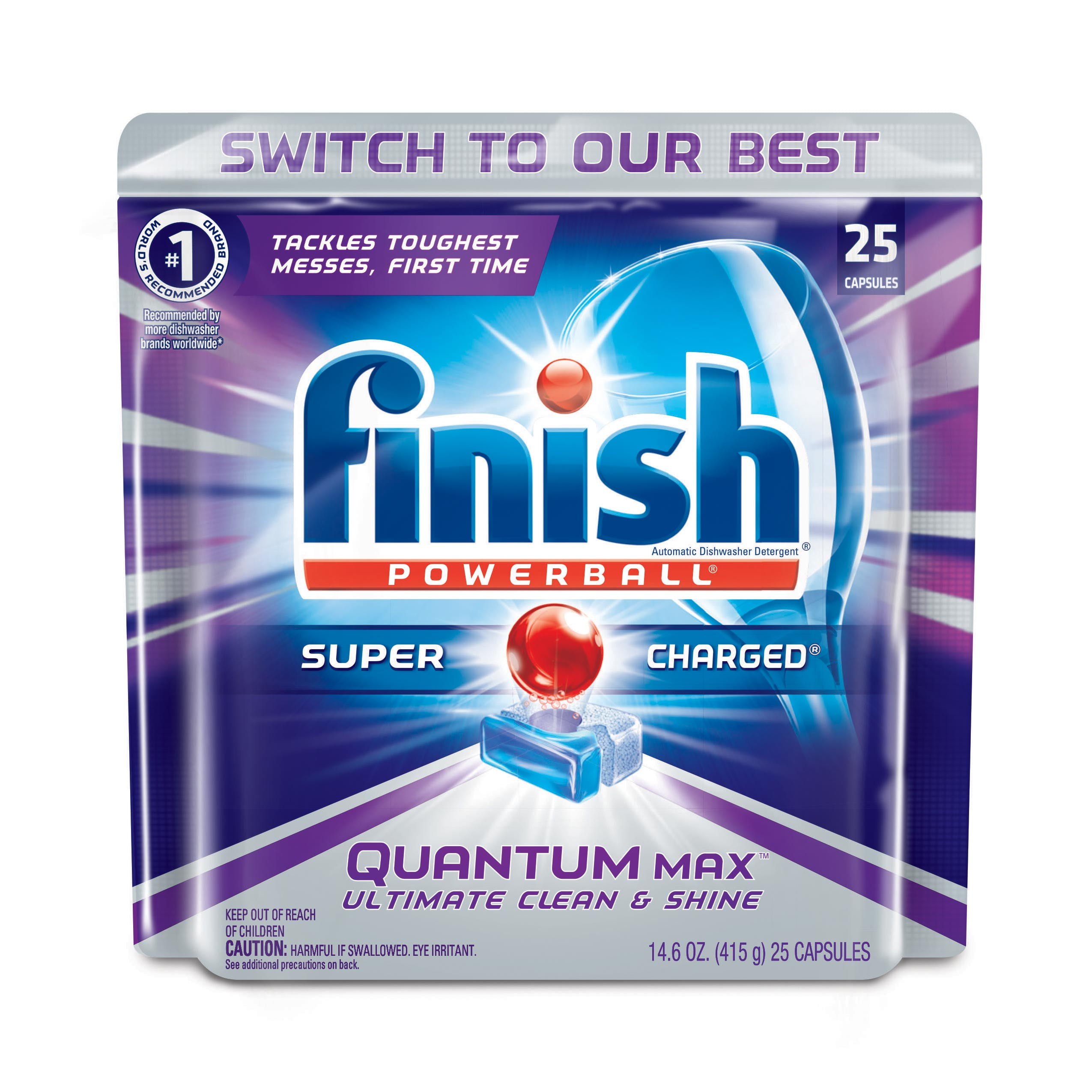 Detergent Powerball Dishwasher Tablets, Count 25 Quantum Finish Max