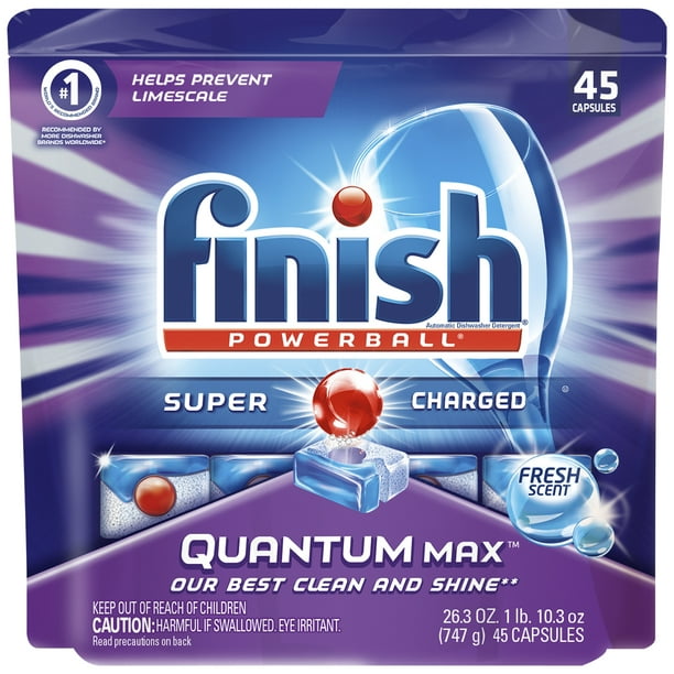 Finish Quantum Max Powerball Dishwasher Detergent Tablets, Fresh, 45