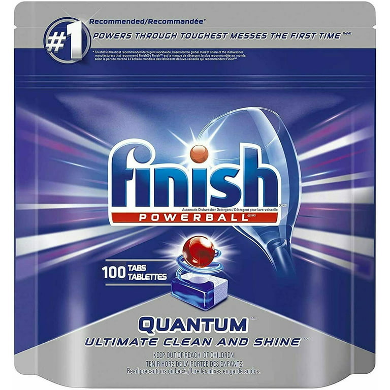 Detergent Powerball 100 Quantum Tablets, Clean & Finish Ultimate Tablets Dishwasher Shine,