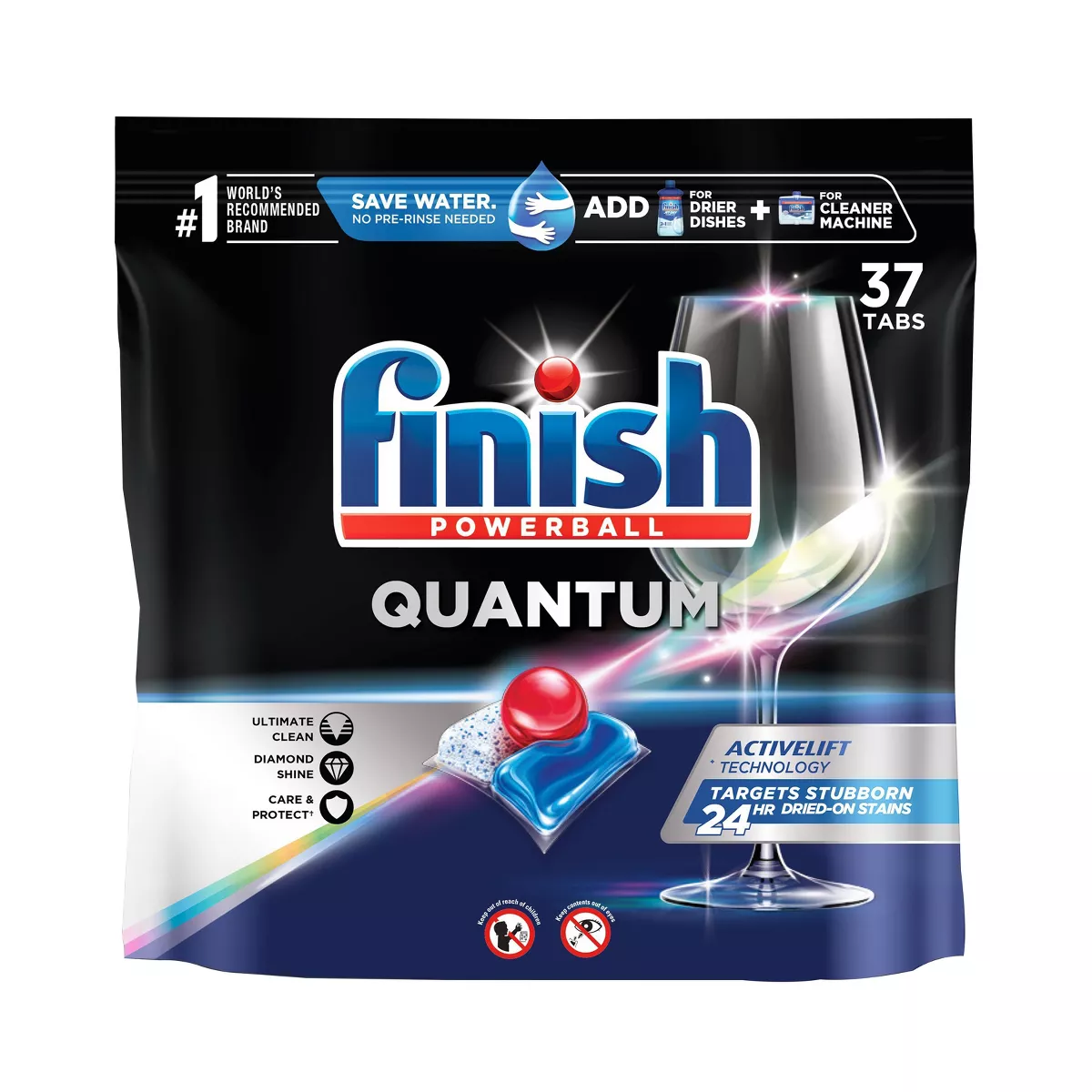 Finish Quantum Ultimate Clean \u0026 Shine Dishwasher Detergent Tablets, 37 Ea, 6 Pack