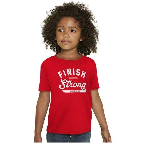 Finish Strong Bible Scripture Quote Crewneck T Shirts Boy Girl Teen Brisco Brands X