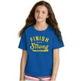 thumbnail image 1 of Finish Strong Bible Scripture Quote Crewneck T Shirts Boy Girl Teen Brisco Brands X, 1 of 6