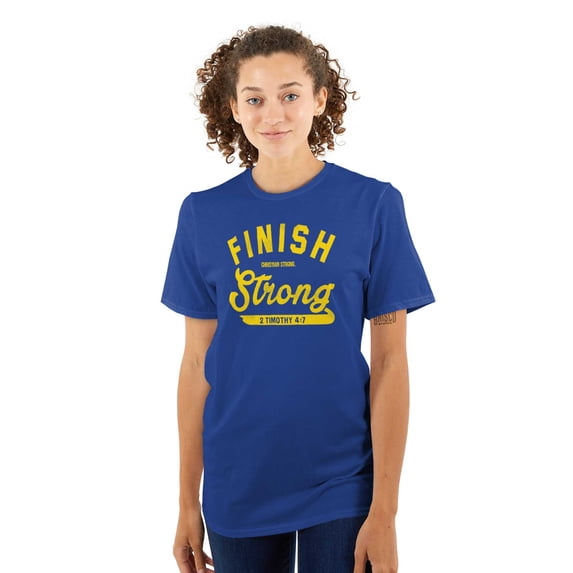 Finish Strong Bible Scripture Quote Men's Graphic T Shirt Tees Brisco Brands S
