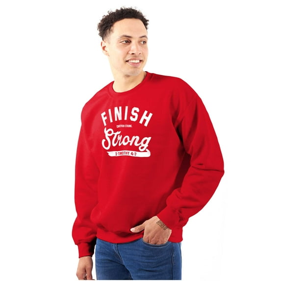 Finish Strong Bible Scripture Quote Unisex Plus Size Sweatshirt Brisco Brands 3X