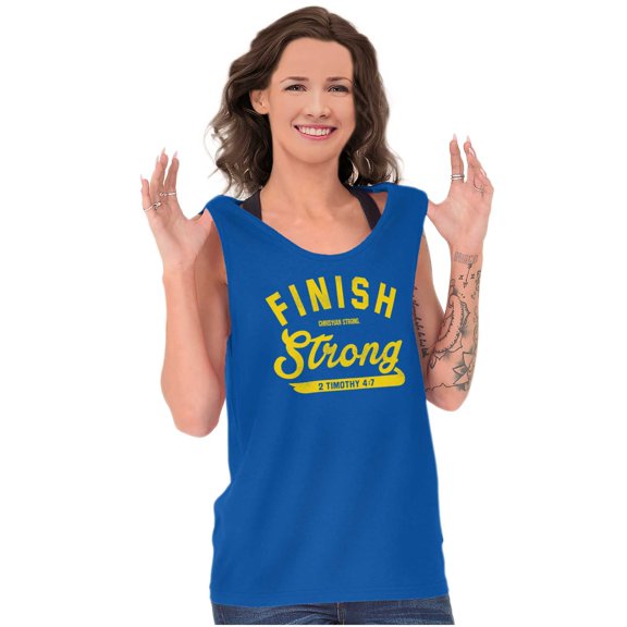 Finish Strong Bible Scripture Quote Tank Top T Shirts Men Women Brisco Brands S