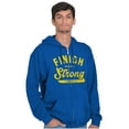 thumbnail image 1 of Finish Strong Bible Scripture Quote Unisex Fleece Graphic Zip Up Hoodie Brisco Brands 5X, 1 of 6