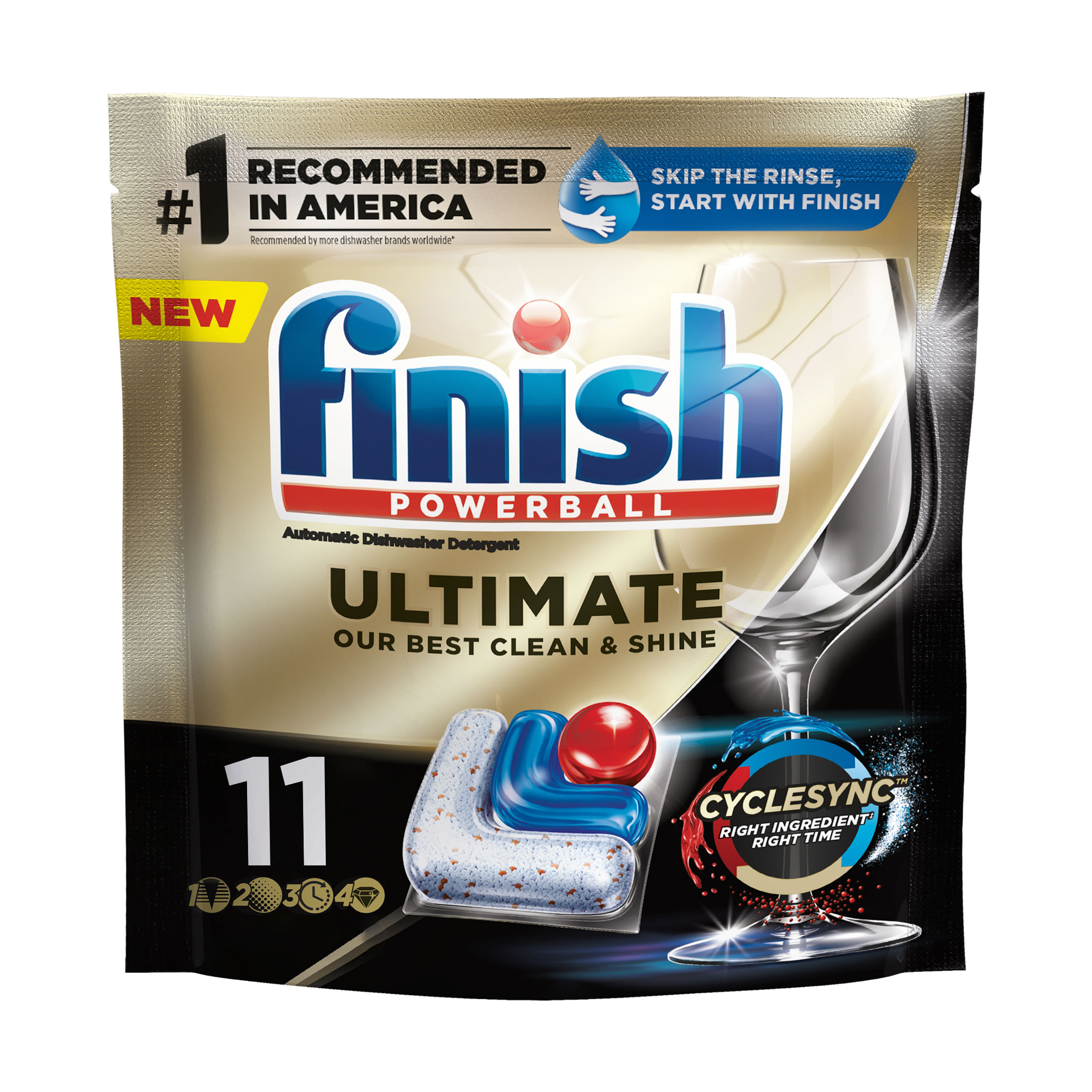 Finish Ultimate Dishwasher Detergent- 11 Count - With CycleSync™ Technology - Dishwashing Tablets - Dish Tabs - image 1 of 7