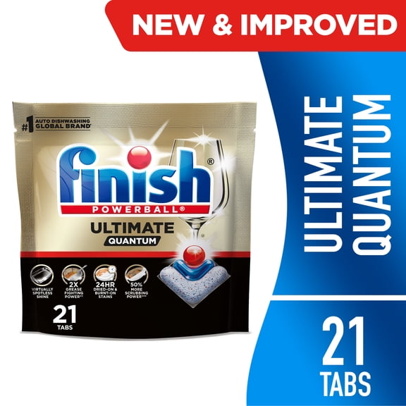 Finish Ultimate Quantum Dishwasher Pods, 50% More Cleaning Power, 21 Tabs